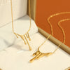 Wholesale Titanium Steel Geometric Irregular Water Drop Pendant Necklace For Women Niche Style 18K Gold Plated