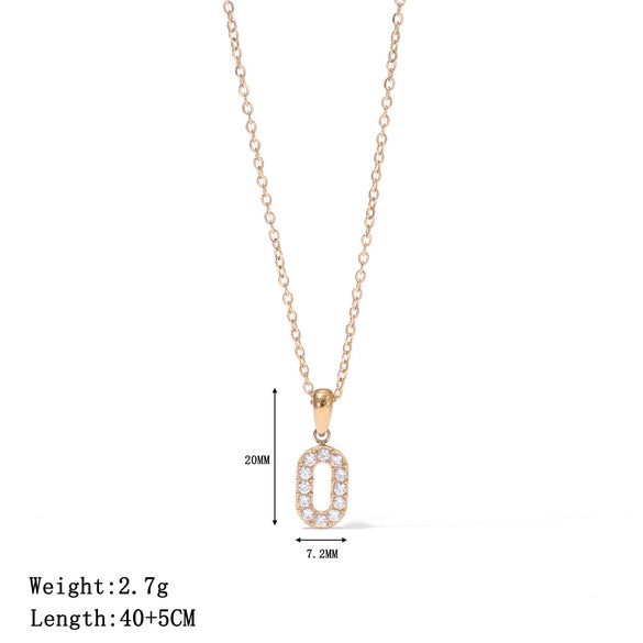 Wholesale Titanium Steel Geometric Letter Pendant Necklace With Micro Inlaid Zircon Electroplating For Women
