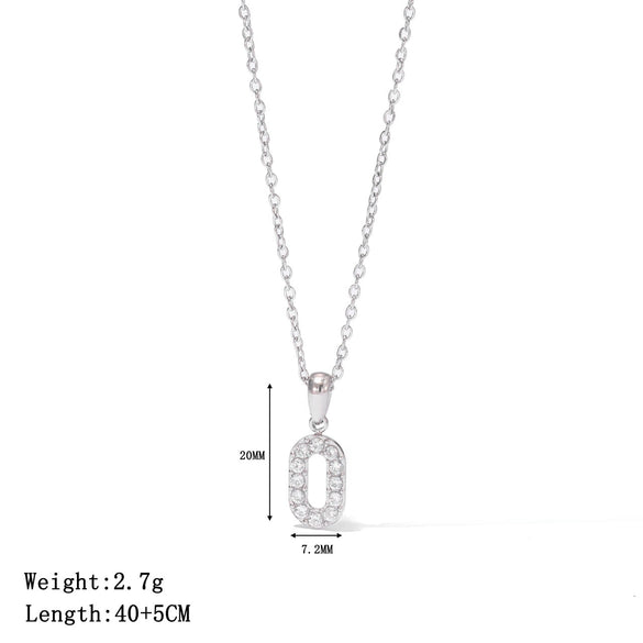 Wholesale Titanium Steel Geometric Letter Pendant Necklace With Micro Inlaid Zircon Electroplating For Women