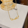 Wholesale Titanium Steel Geometric Letter Zircon Inlaid Pendant Necklace For Women