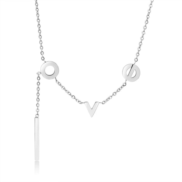 Wholesale Titanium Steel Geometric Letters Electroplated Stainless Steel Necklace O Chain