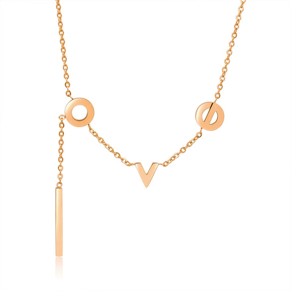 Wholesale Titanium Steel Geometric Letters Electroplated Stainless Steel Necklace O Chain