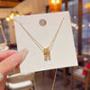 Wholesale Titanium Steel Geometric Light Luxury Necklace With Mixed Gem Inlaid Zircon Pendant And Cross Chain For Women