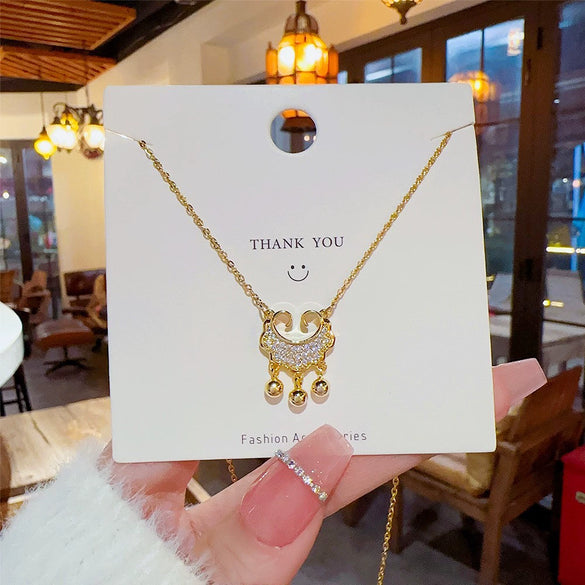 Wholesale Titanium Steel Geometric Light Luxury Necklace With Mixed Gem Inlaid Zircon Pendant And Cross Chain For Women