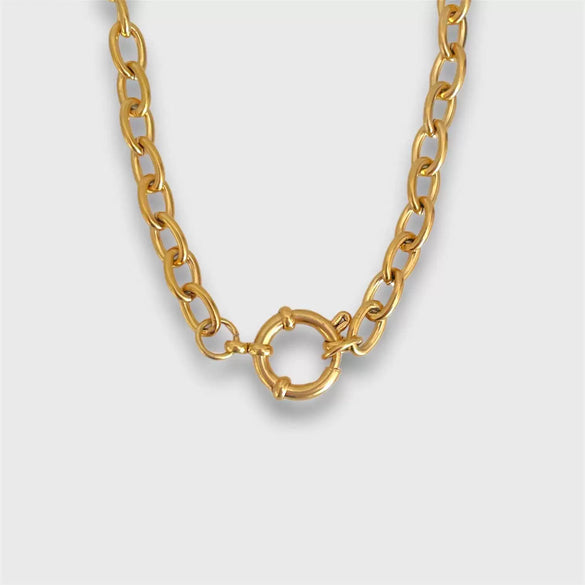 Wholesale Titanium Steel Geometric Light Luxury Style Electroplated Spring Buckle Open Ring Pearl Paper Clip Removable Base O Chain