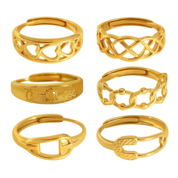 Wholesale 316L Stainless Steel Geometric Line Tail Ring With Electroplating Minimalist Style