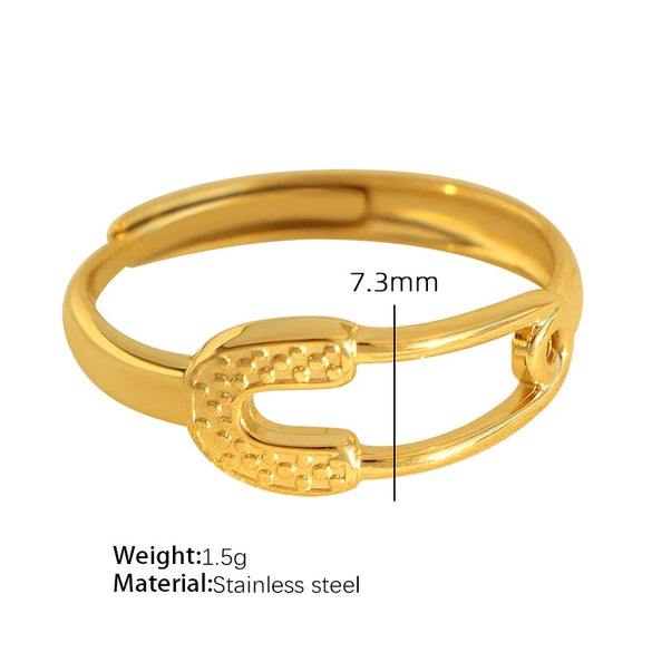 Wholesale 316L Stainless Steel Geometric Line Tail Ring With Electroplating Minimalist Style