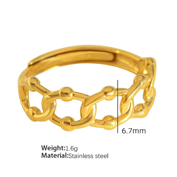 Wholesale 316L Stainless Steel Geometric Line Tail Ring With Electroplating Minimalist Style