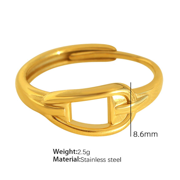 Wholesale 316L Stainless Steel Geometric Line Tail Ring With Electroplating Minimalist Style