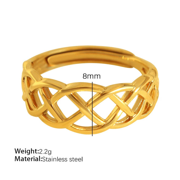 Wholesale 316L Stainless Steel Geometric Line Tail Ring With Electroplating Minimalist Style