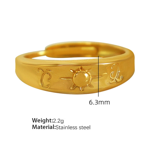 Wholesale 316L Stainless Steel Geometric Line Tail Ring With Electroplating Minimalist Style