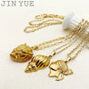 Wholesale Titanium Steel Geometric Lion Head Conch Pendant Necklace With 18K Real Gold Plated Electroplating For Women