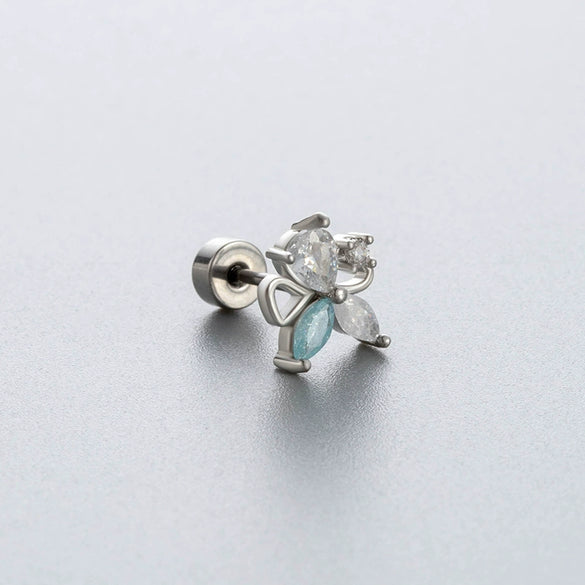Wholesale Titanium Steel Geometric Little Fresh Style Zirconia Earrings For Women