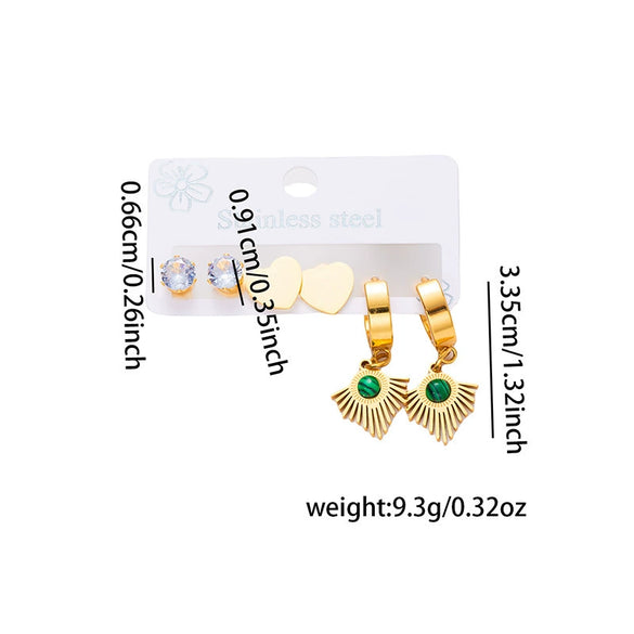 Wholesale Titanium Steel Geometric Love Earrings With Natural Stone And Joker Zircon Electroplated For Women