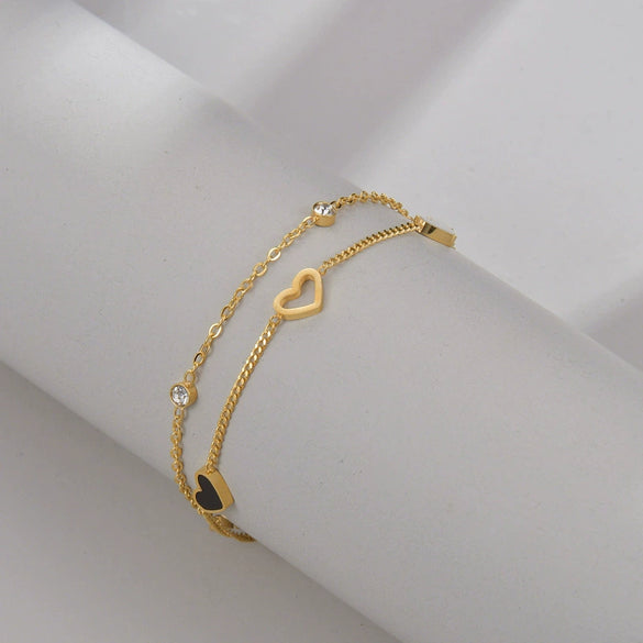 Wholesale Titanium Steel Geometric Love Folded Ladies Electroplated Bracelet Jewelry