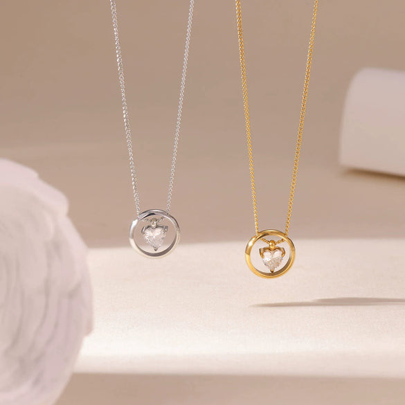 Wholesale Titanium Steel Geometric Love Pendant Necklace For Women With Electroplating Design