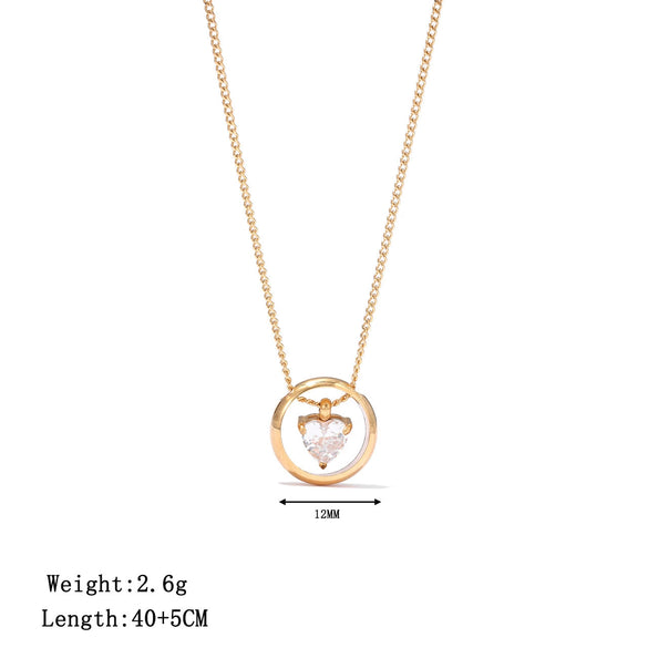 Wholesale Titanium Steel Geometric Love Pendant Necklace For Women With Electroplating Design