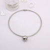 Wholesale Titanium Steel Geometric Metal Ball Pendant Necklace For Women With Water Wave Chain