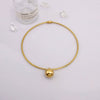 Wholesale Titanium Steel Geometric Metal Ball Pendant Necklace For Women With Water Wave Chain