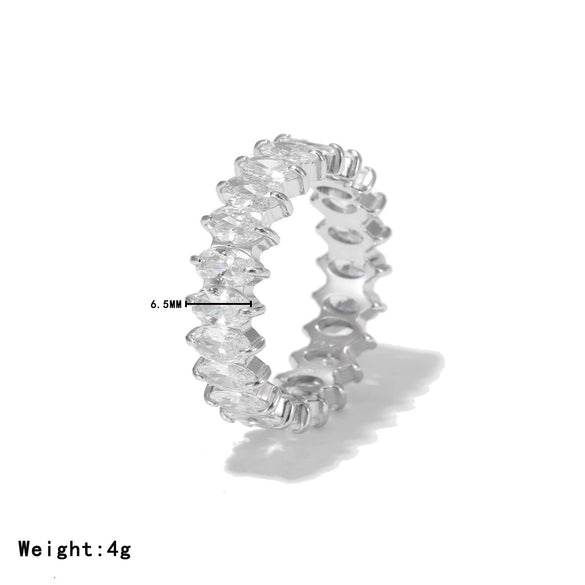 Wholesale Titanium Steel Geometric Microinlaid Zircon Ring With Electroplating For Women Light Luxury And Small And Fresh Style