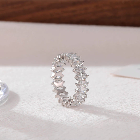 Wholesale Titanium Steel Geometric Microinlaid Zircon Ring With Electroplating For Women Light Luxury And Small And Fresh Style