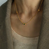 Wholesale 316L Stainless Steel Geometric Mixed Gem Inlay Electroplated Women's Necklace Snake Bone Chain Palace Style Light Luxury Niche Design