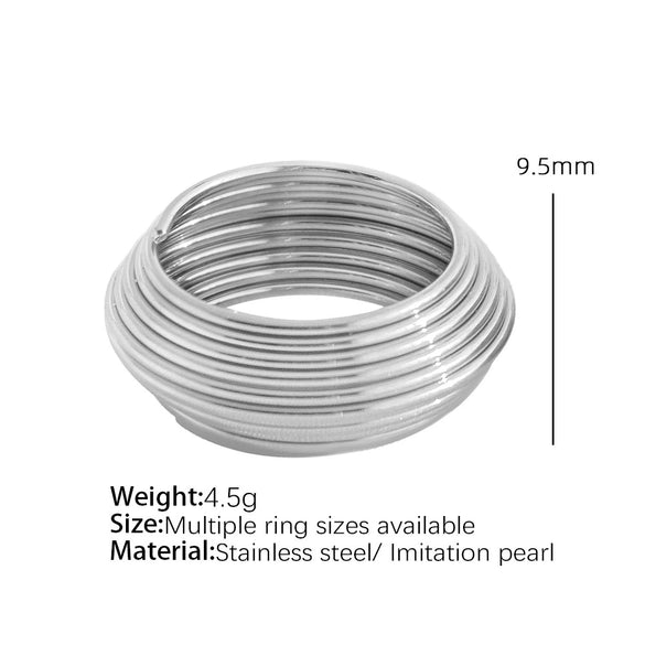 Wholesale 316L Stainless Steel Geometric Multi Layer Striped Electroplated Women's Ring Fashionable Light Luxury And Exaggerated Design