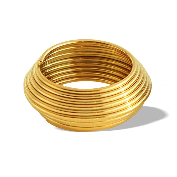 Wholesale 316L Stainless Steel Geometric Multi Layer Striped Electroplated Women's Ring Fashionable Light Luxury And Exaggerated Design