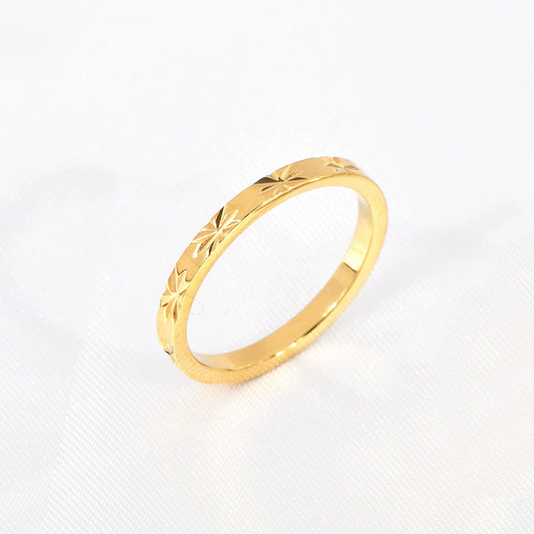 Wholesale Titanium Steel Geometric Multicut Flower Stacked Ring For Women Electroplated No Fading