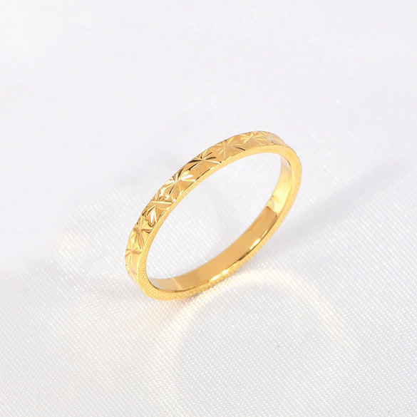 Wholesale Titanium Steel Geometric Multicut Flower Stacked Ring For Women Electroplated No Fading