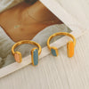 Wholesale 316L Stainless Steel Geometric Oil Dropping Women's Ring Electroplated Fashion Style