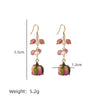 Wholesale Titanium Steel Geometric Oil Painting Wind Tassel And Mori Flower Earrings For Women With Electroplating Treatment