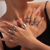 Wholesale Titanium Steel Geometric Open Face Ring With Electroplating Letters Numbers And Text Pattern For Women