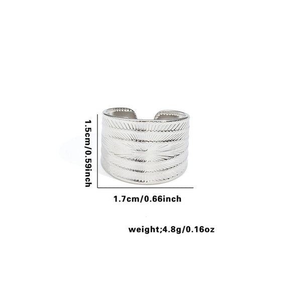Wholesale Titanium Steel Geometric Open Face Ring With Electroplating Letters Numbers And Text Pattern For Women