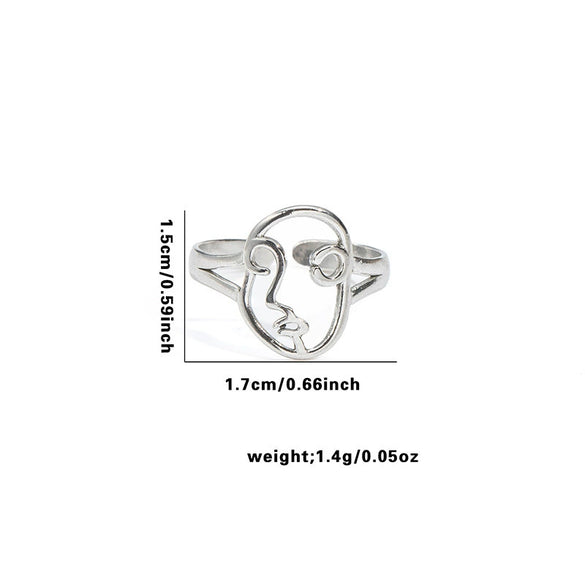Wholesale Titanium Steel Geometric Open Face Ring With Electroplating Letters Numbers And Text Pattern For Women