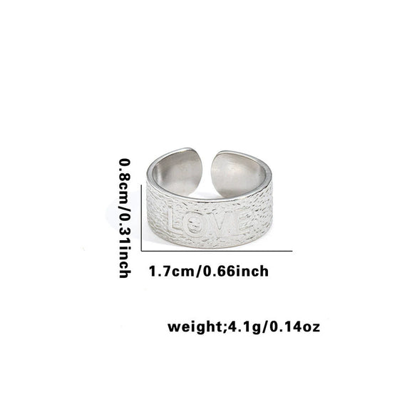 Wholesale Titanium Steel Geometric Open Face Ring With Electroplating Letters Numbers And Text Pattern For Women