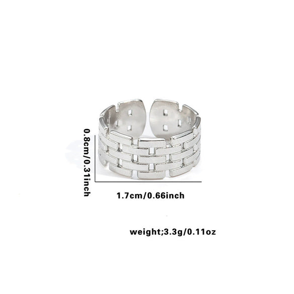 Wholesale Titanium Steel Geometric Open Face Ring With Electroplating Letters Numbers And Text Pattern For Women