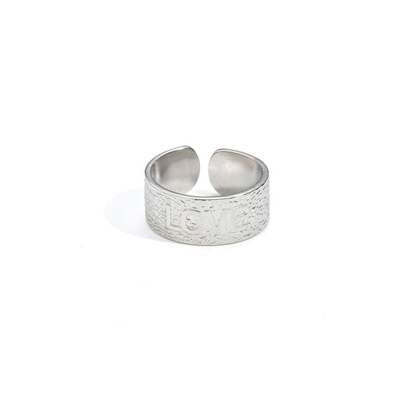 Wholesale Titanium Steel Geometric Open Face Ring With Electroplating Letters Numbers And Text Pattern For Women