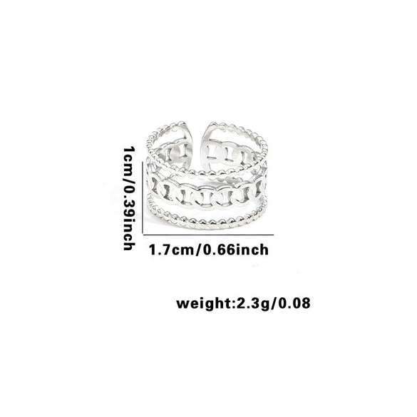 Wholesale Titanium Steel Geometric Open Face Ring With Electroplating Letters Numbers And Text Pattern For Women