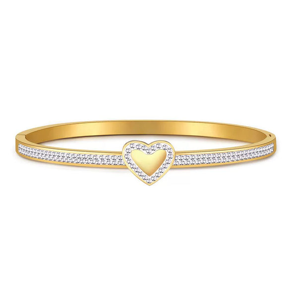 Wholesale Titanium Steel Geometric Open Green Zircon Electroplated Bracelet For Women