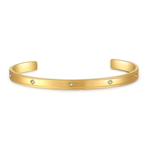 Wholesale Titanium Steel Geometric Open Green Zircon Electroplated Bracelet For Women