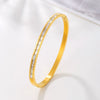 Wholesale Titanium Steel Geometric Open Green Zircon Electroplated Bracelet For Women