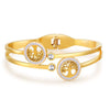 Wholesale Titanium Steel Geometric Open Green Zircon Electroplated Bracelet For Women