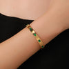 Wholesale Titanium Steel Geometric Open Green Zircon Electroplated Bracelet For Women