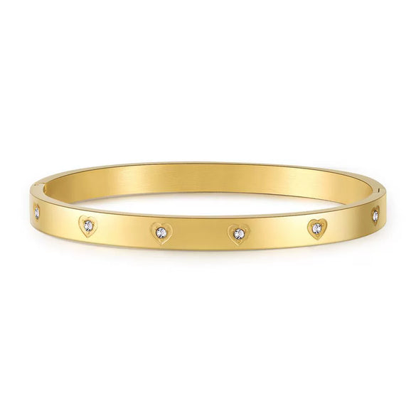 Wholesale Titanium Steel Geometric Open Green Zircon Electroplated Bracelet For Women