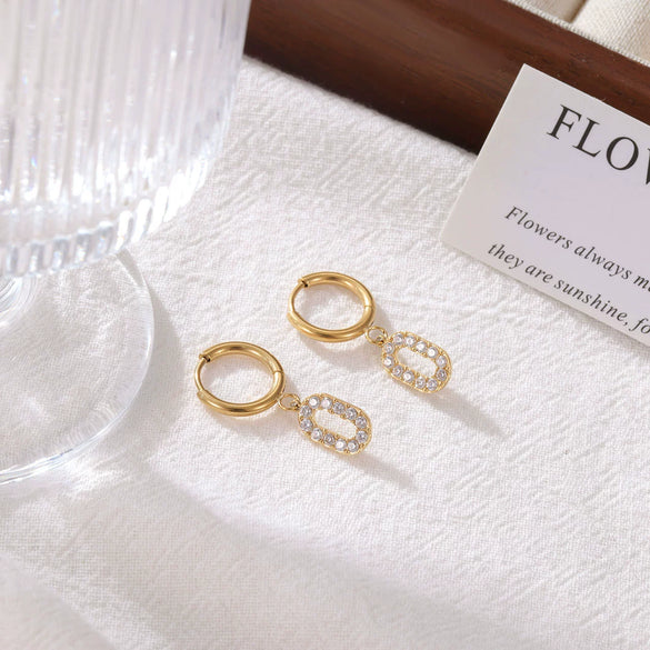 Wholesale Titanium Steel Geometric Oring Hoop Earrings For Women Electroplated Minimalist Design