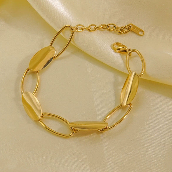 Wholesale Titanium Steel Geometric Oval Bracelet With Ins Style And Electroplating Treatment