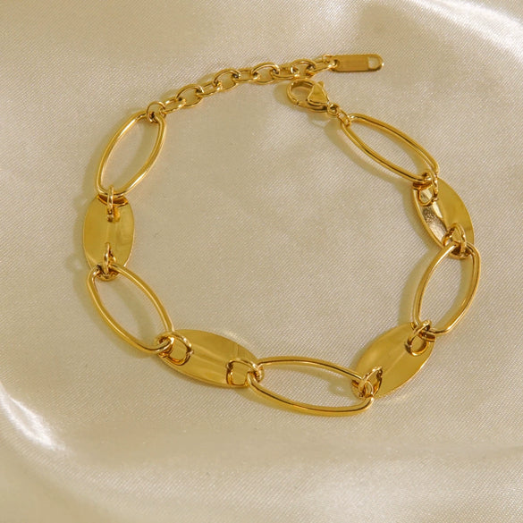 Wholesale Titanium Steel Geometric Oval Bracelet With Ins Style And Electroplating Treatment