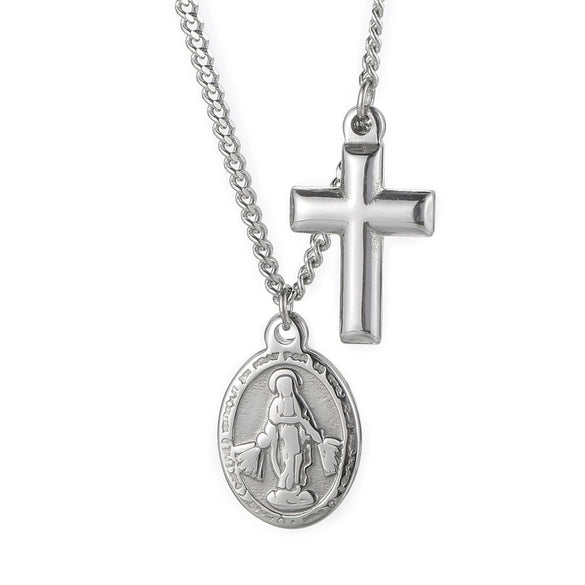 Wholesale Titanium Steel Geometric Oval Commemorative Coin Cross Goldplated Women's Clavicle Chain Jewelry