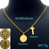 Wholesale Titanium Steel Geometric Oval Commemorative Coin Cross Goldplated Women's Clavicle Chain Jewelry